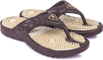 Keneye Women Men's Accupressure Comfortable Non-Slip Slipper Flip Flops(Brown, Beige , 7)