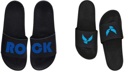 nvisan Men Slides(Blue, Black , 9)