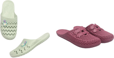 Belgium Beauty Women Flip Flops(Green, Pink , 3)