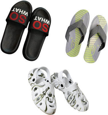 BLIBBERS Men Slippers(Black, Grey, White , 9)