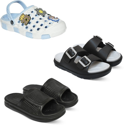 Acorn Men Slides(Blue, Grey, Black , 8)