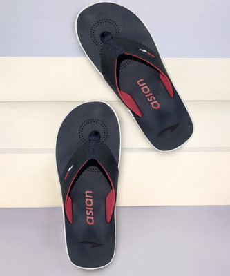 asian Men Doctor Soft Cushion Slippers | Men Comfort Anti-Skid Sole Flip Flops(Navy, Red , 8)