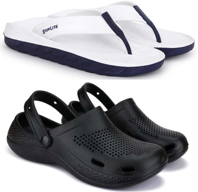 Pampy Angel Men Slippers(White, Black , 6)