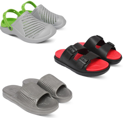 Acorn Men Slides(Green, Red, Grey , 10)