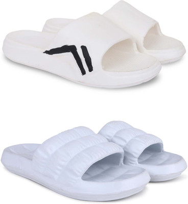 KAPYANSH Men Slippers(White, White , 8)