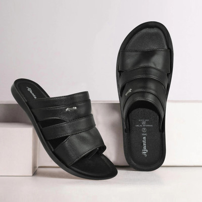 AJANTA Men Slippers(Black , 8)
