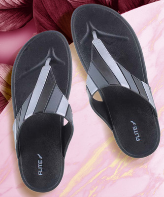 FLITE Women Slippers(Black , 7)