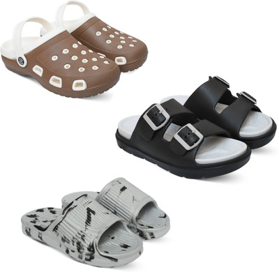 Acorn Men Slides(Brown, Grey, White , 8)