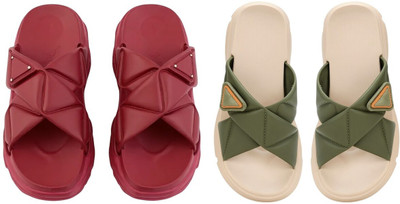 Shivaru trader Women Slippers(Maroon, Green , 7)