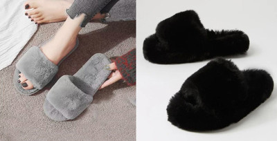 rexizone Women Slides(Grey, Black , 5)