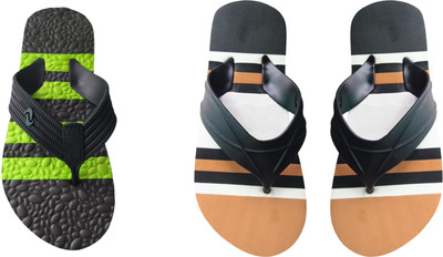 skyflip Men Slides(Green, Brown , 9)