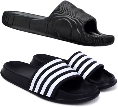 KAPYANSH Men Slides(Black, Black , 8)