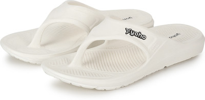 yoho Men Drizzle Soft Slippers| Mild Acupressure | Lightweight | Anti Skid | Waterproof Flip Flops(White , 11)