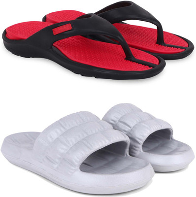Pampy Angel Men Slippers(Red, Grey , 9)