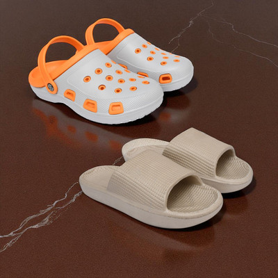 Acorn Men Slides(Orange, Beige, Grey , 8)