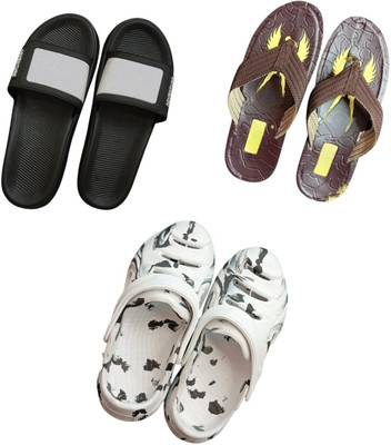 BLIBBERS Men Slippers(Black, Brown, White , 7)