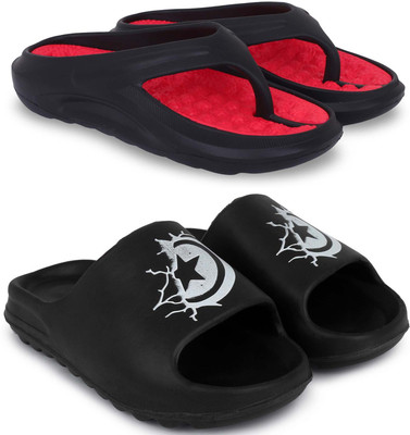 Pampy Angel Men Slippers(Red, Black , 7)
