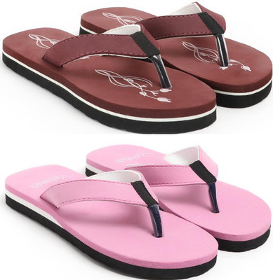 VAHMAH Women Slippers(Maroon, Pink , 7)