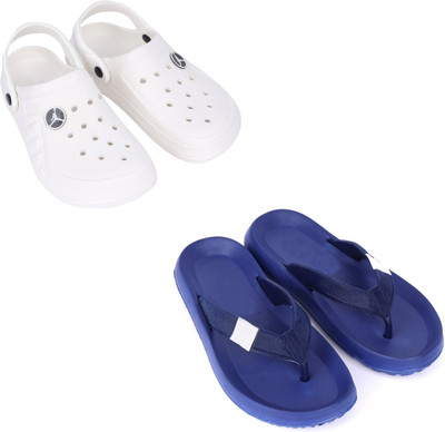 Rome Hunters Men Flip Flops(White, Blue , 9)