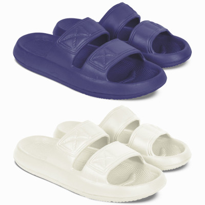 TieFit Men Stylish & Comfortable Breathable Slide Combo For Men Slides(Off White, Navy , 8)