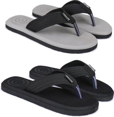 EVOK Men Slippers(Black, Grey , 9)