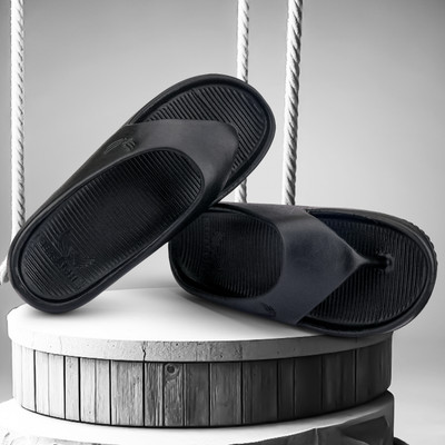 BERSACHE Men Flip Flops(Black , 10)