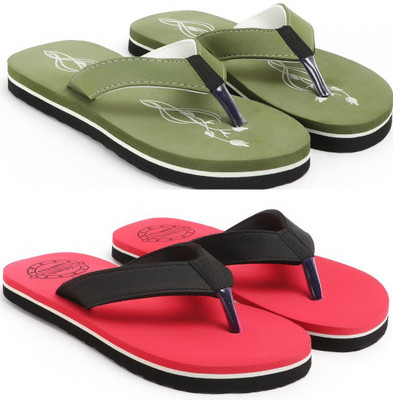 VAHMAH Women Slippers(Green, Red , 8)
