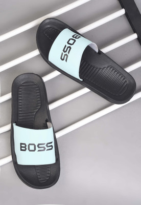 Foot Print Men Slides(Blue , 10)