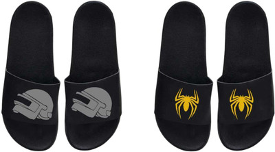 nvisan Men Slides(Grey, Yellow , 9)
