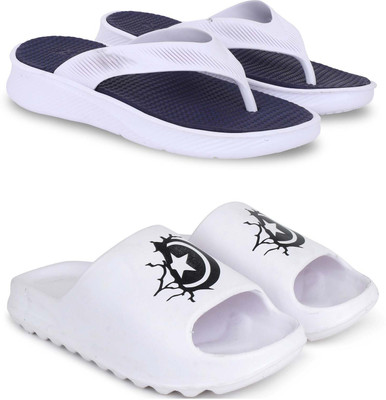 Kapani Fashion Men Slippers(Blue, White , 10)