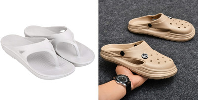 Radhira Men Slippers(Beige, White , 9)