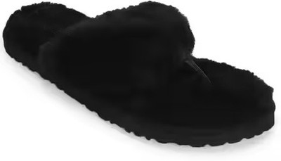 Sale YUG Women Flip Flops(Black , 7)
