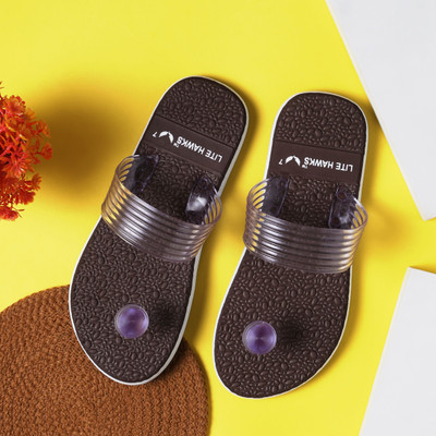 Lite Hawks Men Flip Flops(Brown , 8)