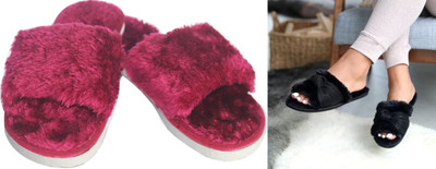 rexizone Women Slides(Black, Maroon , 5)