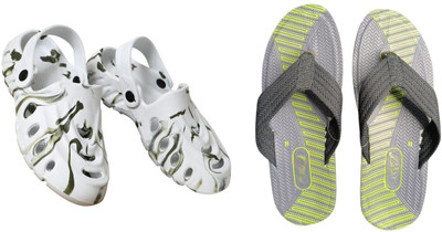 BLIBBERS Men Slippers(White, Grey , 8)