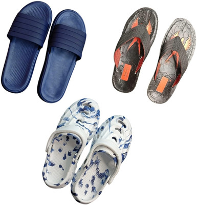 BLIBBERS Men Slippers(Blue, Black, Multicolor , 9)