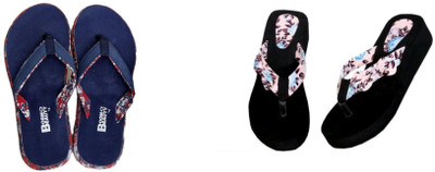 BOOMBEAUTY Women Flip Flops(Multicolor , 7)