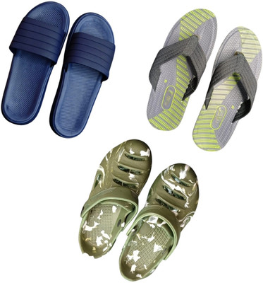 BLIBBERS Men Slippers(Blue, Grey, Green , 9)