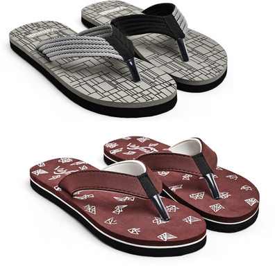 VAHMAH Men Slippers(Grey, Brown , 7)