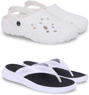 Kapani Fashion Men Slippers(White, Black , 8)