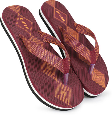 CIBEK Women Flip Flops(Maroon , 6)