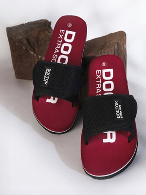 DOCTOR EXTRA SOFT Women Velcro Adjustable Strap Orthopaedic and Diabetic Comfort Stylish Slides(Maroon , 6)
