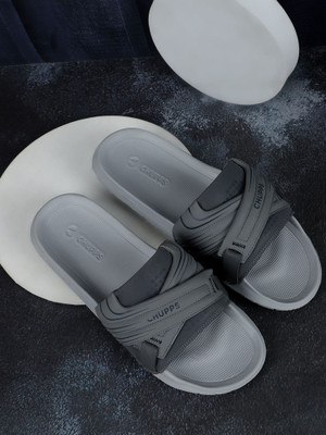 Chupps Men Vertex Grey Slides Slippers Soft FootbedLightweight Flip Flops For Slides(Grey , 7)
