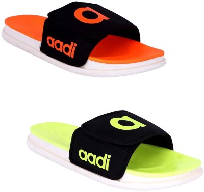 aadi Men Slides(Orange, Green , 6)