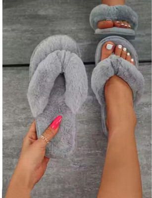 Sale YUG Women Flip Flops(Grey , 5)