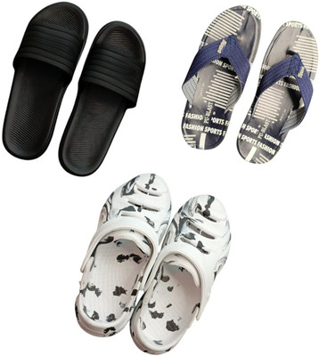 BLIBBERS Men Slippers(Black, Blue, White , 9)