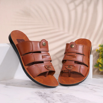 Pu-Pine Men Flip Flops(Tan , 7)