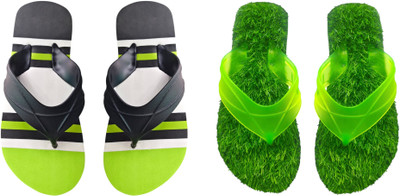 skyflip Men Slides(Green, Green , 5)