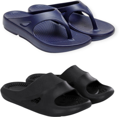 Feel alive Men Slippers(Blue, Black , 7)
