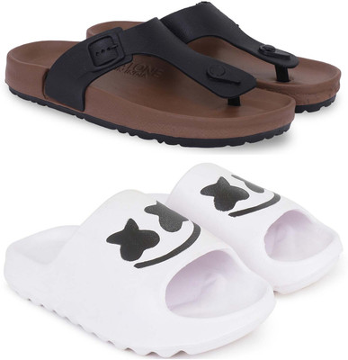 Kapani Fashion Men Slippers(Brown, White , 7)